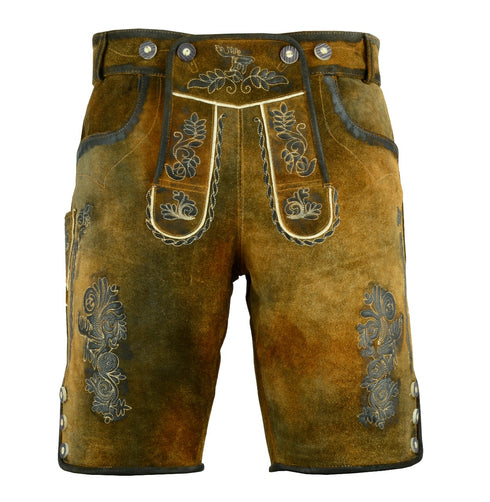 German Bavarian Lederhosen Trachten Conic Wax Leather Men Shorts