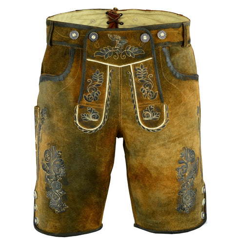 German Bavarian Lederhosen Trachten Conic Wax Leather Men Shorts