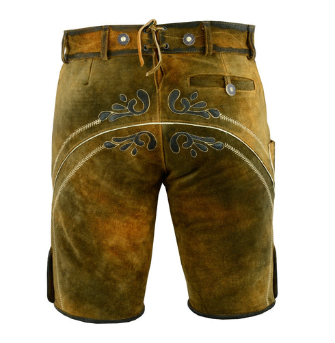 German Bavarian Lederhosen Trachten Conic Wax Leather Men Shorts