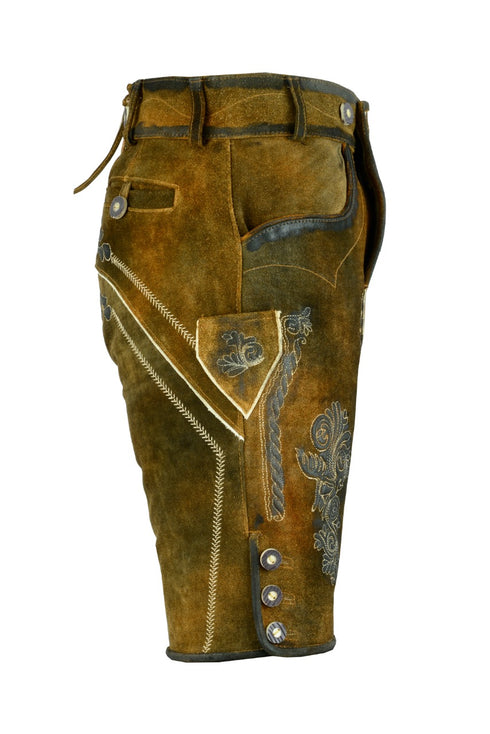 German Bavarian Lederhosen Trachten Conic Wax Leather Men Shorts