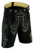 German Bavarian Lederhosen Trachten Black Leather Men Shorts