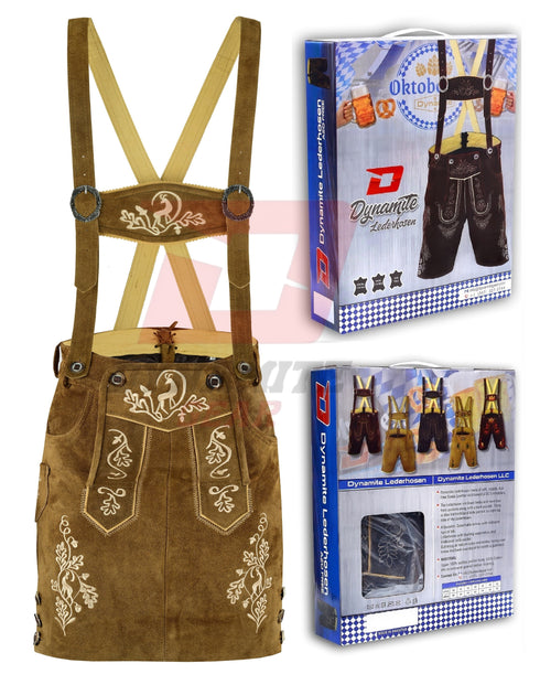 German Bavarian Trachten Brown Leather Women Oktoberfest Hand Crafted Skirt