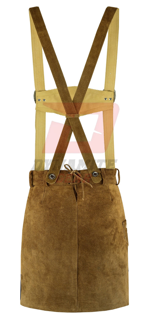 German Bavarian Trachten Brown Leather Women Oktoberfest Hand Crafted Skirt