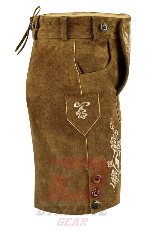German Bavarian Trachten Brown Leather Women Oktoberfest Hand Crafted Skirt