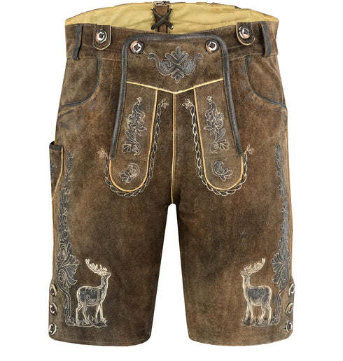 German Bavarian Lederhosen Trachten Antique brown Leather Men Shorts