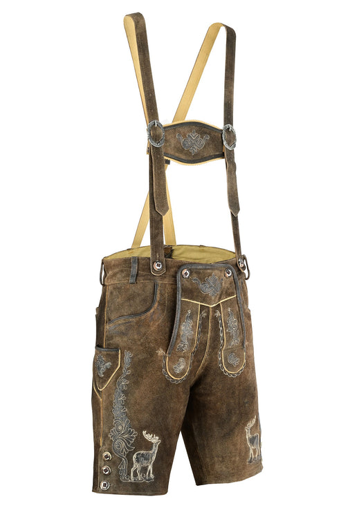 German Bavarian Lederhosen Trachten Antique brown Leather Men Shorts