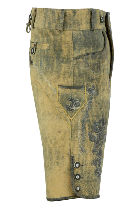 Bavarian Lederhosen Trachten Leather Men Shorts Brown Wax