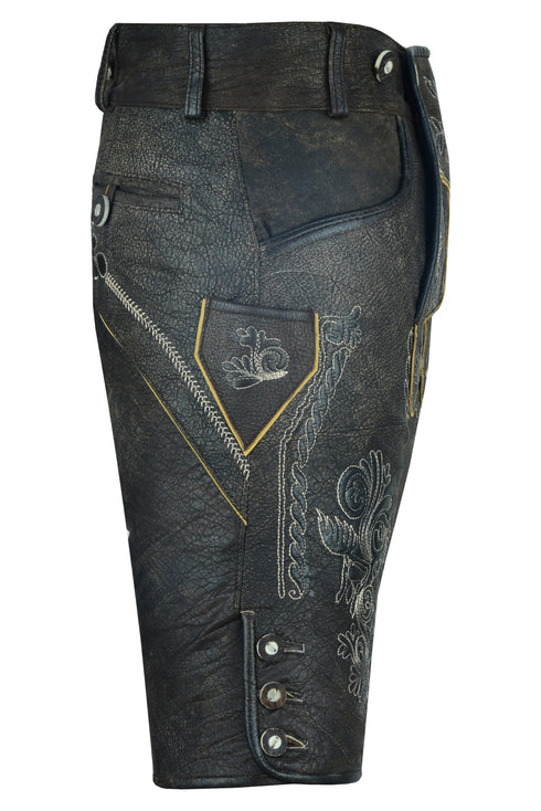 German Bavarian Lederhosen Trachten Black Brown Antique Leather Men