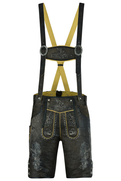 German Bavarian Lederhosen Trachten Black Brown Antique Leather Men