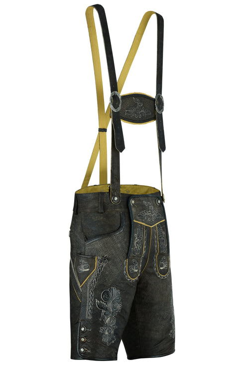German Bavarian Lederhosen Trachten Black Brown Antique Leather Men