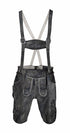 Bavarian Lederhosen Trachten Black Wax Antique Leather Men Shorts