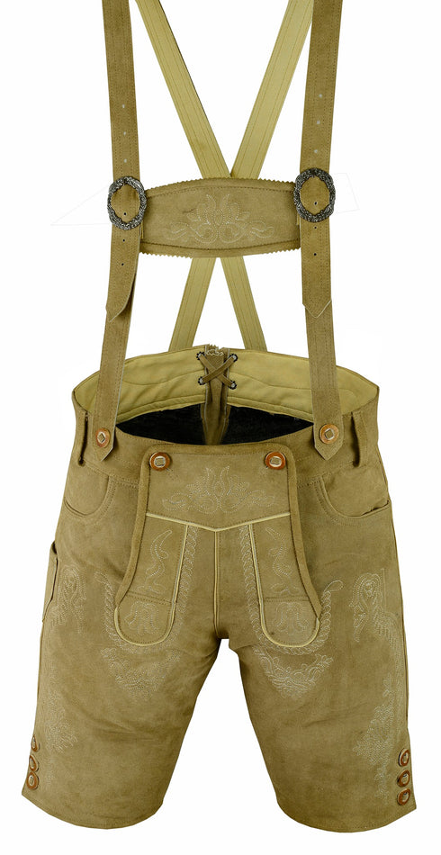 German Bavarian Lederhosen Trachten Light Brown Leather Men Shorts