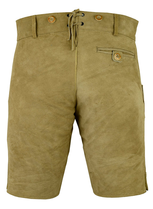 German Bavarian Lederhosen Trachten Light Brown Leather Men Shorts