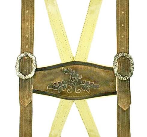 German Bavarian Lederhosen Trachten Brown Wax Antique Leather Men Shorts