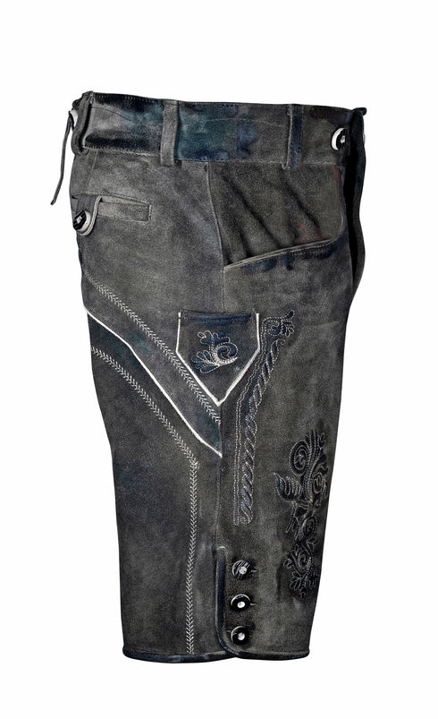 Bavarian Lederhosen Trachten Black Wax Antique Leather Men Shorts