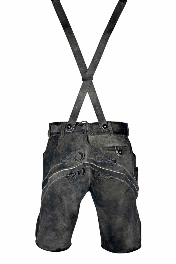 Bavarian Lederhosen Trachten Black Wax Antique Leather Men Shorts