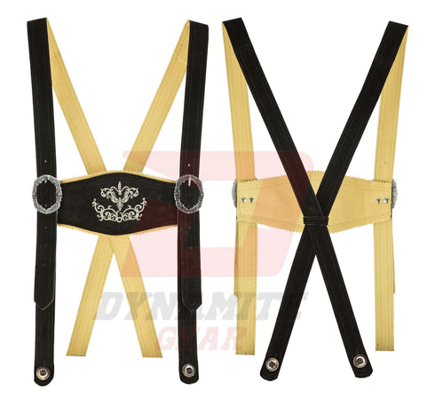 German Lederhosen Bavarian Women Real Leather Dark Brown Skirt