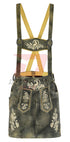 German Bavarian Traditional Lederhosen Hand Crafted Women Green Fade Antique Skirt