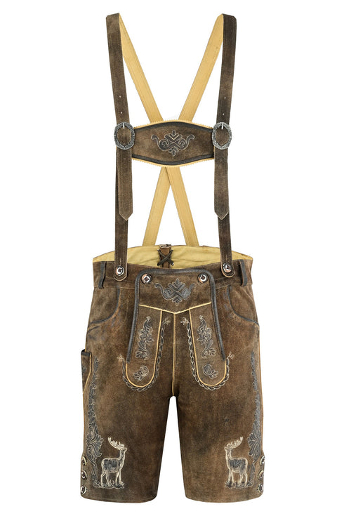 German Bavarian Lederhosen Trachten Antique brown Leather Men Shorts