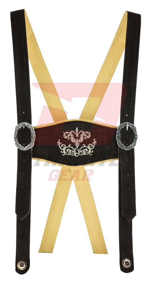 German Lederhosen Bavarian Women Real Leather Dark Brown Skirt