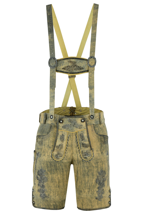 Bavarian Lederhosen Trachten Leather Men Shorts Brown Wax