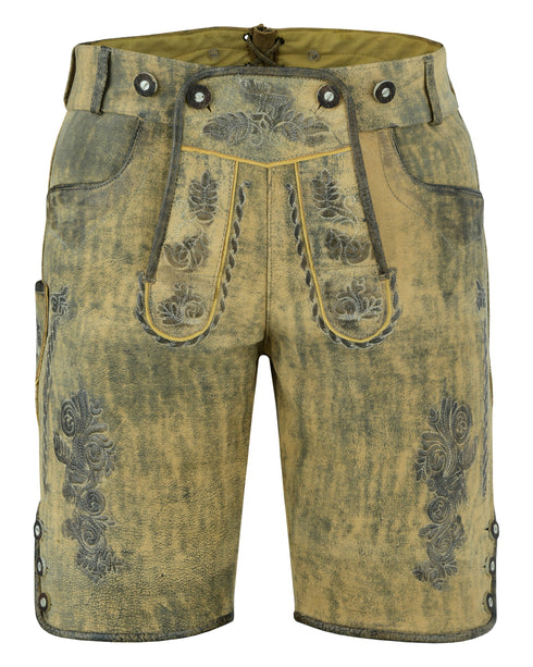 Bavarian Lederhosen Trachten Leather Men Shorts Brown Wax
