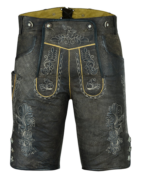 German Bavarian Lederhosen Trachten Black Brown Antique Leather Men