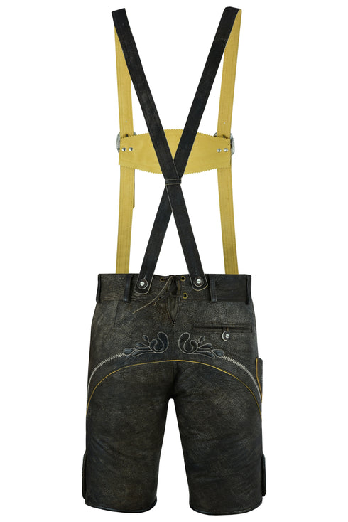 German Bavarian Lederhosen Trachten Black Brown Antique Leather Men