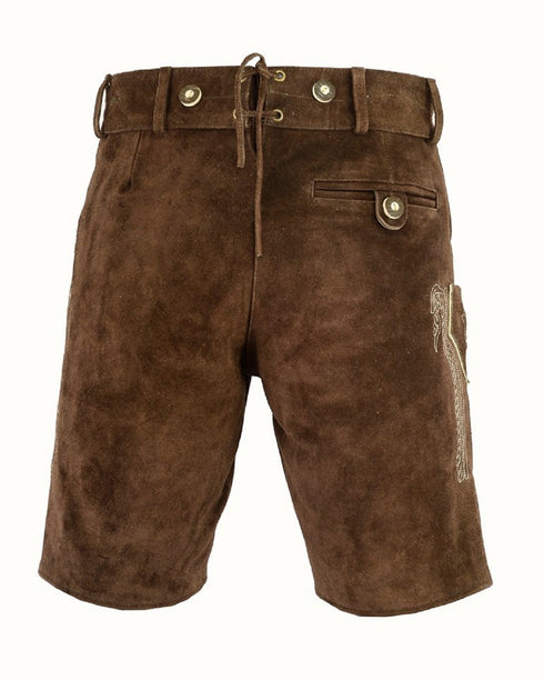 German Bavarian Lederhosen Trachten Dark Brown Leather Men Shorts