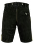 German Bavarian Lederhosen Trachten Black Leather Men Shorts